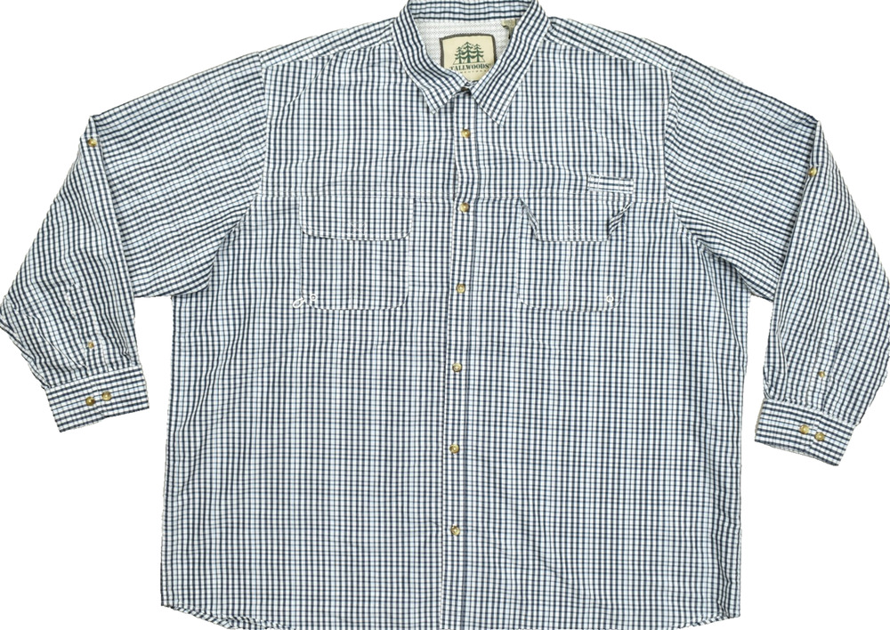 Tallwoods Elementwear Shirt XXXLT Mens Blue Gingham Check Fishing Button Front